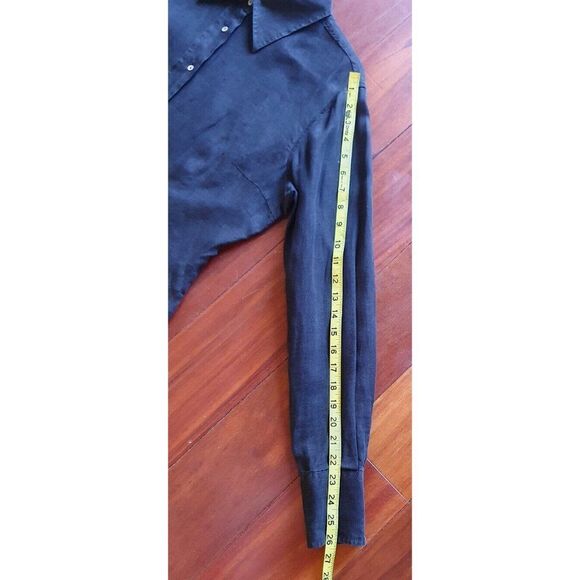 Gianfranco Ferre Vintage Black Shirt, 100% lino Long Sleeves Button Blouse - Picture 14 of 15